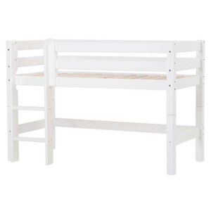 Hoppekids ECO Luxury - Halvhøj Seng m. Ryglæn - Lige Stige - Flere Størrelser - Hvid