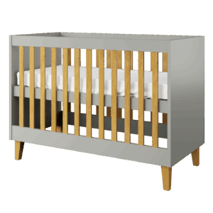 Kubi tremmeseng til baby, uden madras - grå laminat og natur eg (120x60)
