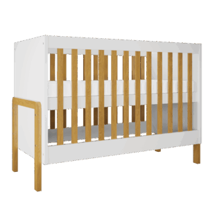 Victor tremmeseng til baby, uden madras - hvid laminat og natur eg (120x60)